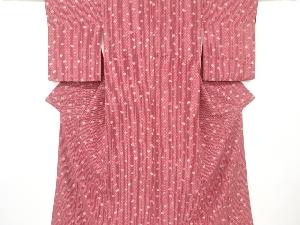 リサイクル　竹縞に花模様小紋着物